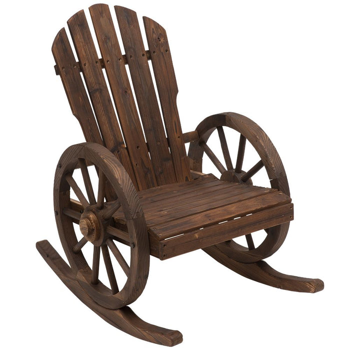 Premium Solid Wood Adirondack Rocking Chair - Stylish Outdoor Furniture for Porch, Poolside, and Garden