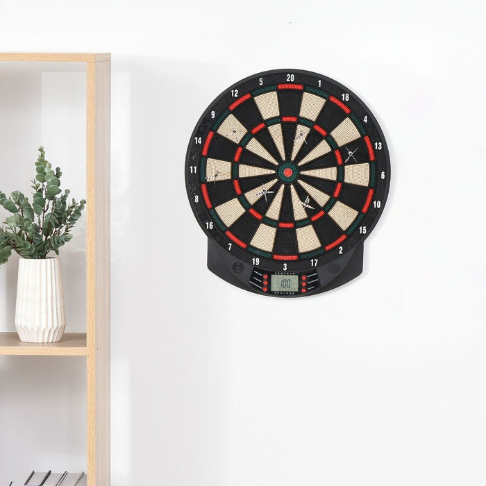 HOMCOM LCD Electronic Dartboard Set Features 26 Games w/ 185 Variations and Include 6 Darts Multi-Game Option Ready-to-Play