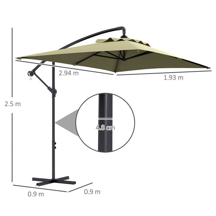 Premium Outsunny 3m Cantilever Parasol - Cross Base, Crank Handle, 6 Ribs, Beige - High-Quality Shade Solution