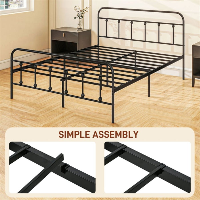 King Size Metal Bed Frame Black Steel 156W x 210D x 103Hcm