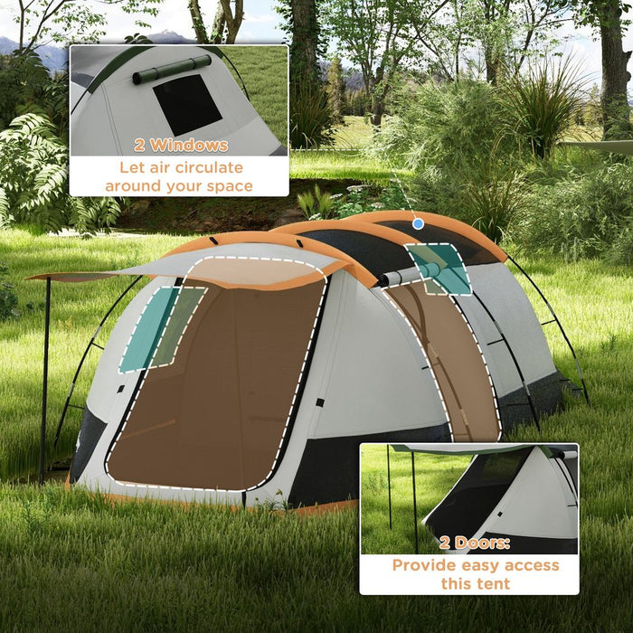 Outsunny Tunnel Tent with Bedroom, Living Room and Porch for 3-4 Man