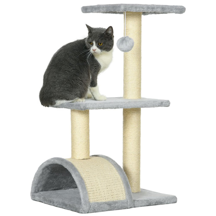 PawHut 72cm Cat Tree Climbing Tower - Light Grey