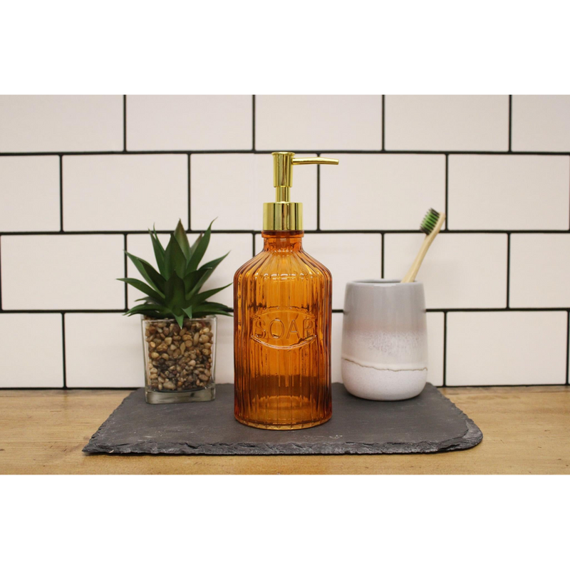 Premium Orange Glass Soap Dispenser