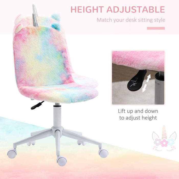 Premium Fluffy Unicorn Office Chair: Swivel Wheel, Cute Desk Chair, Rainbow; High-Quality, Comfortable, Fun Design