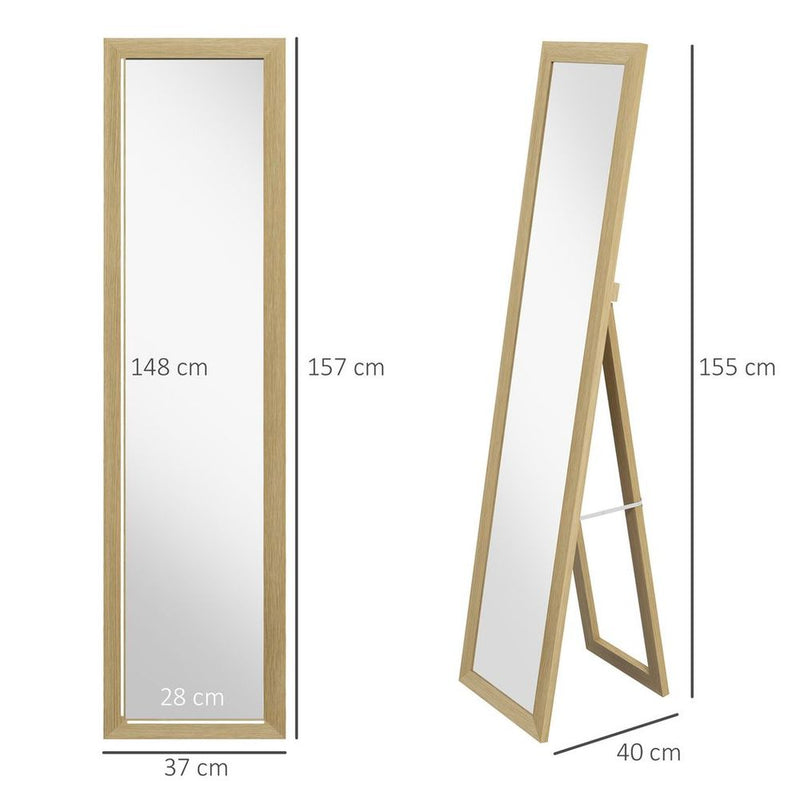HOMCOM Full Length Mirror, Farmhouse Wall & Floor Mirror - Hanging & Freestanding