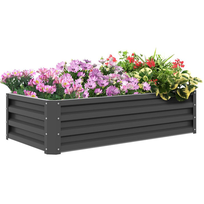 Outsunny Raised Garden Bed - Elevated Planter Box for Flowers - Light Grey