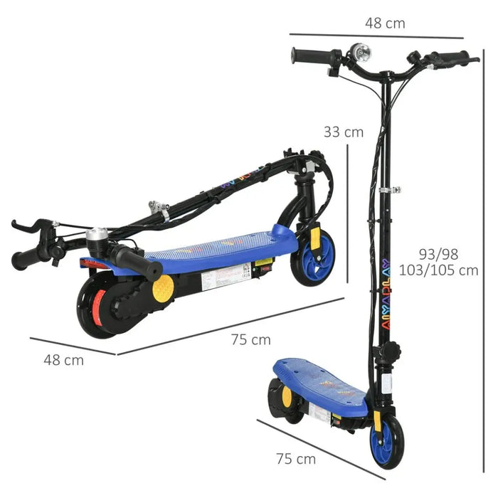 Folding Electric Scooter E-Scooter w/ LED Headlight - Ages 7-14 - Blue