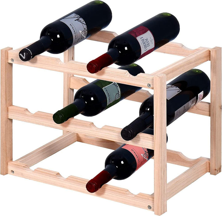 Premium Quality Wooden Wine Rack: Knight Natural Colour, 3 Tier Design - Store 12 Bottles