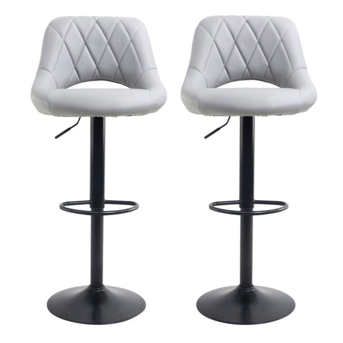 Premium Grey Faux Leather Barstool Set - Stylish & Sturdy with Adjustable Height & Matt Black Leg