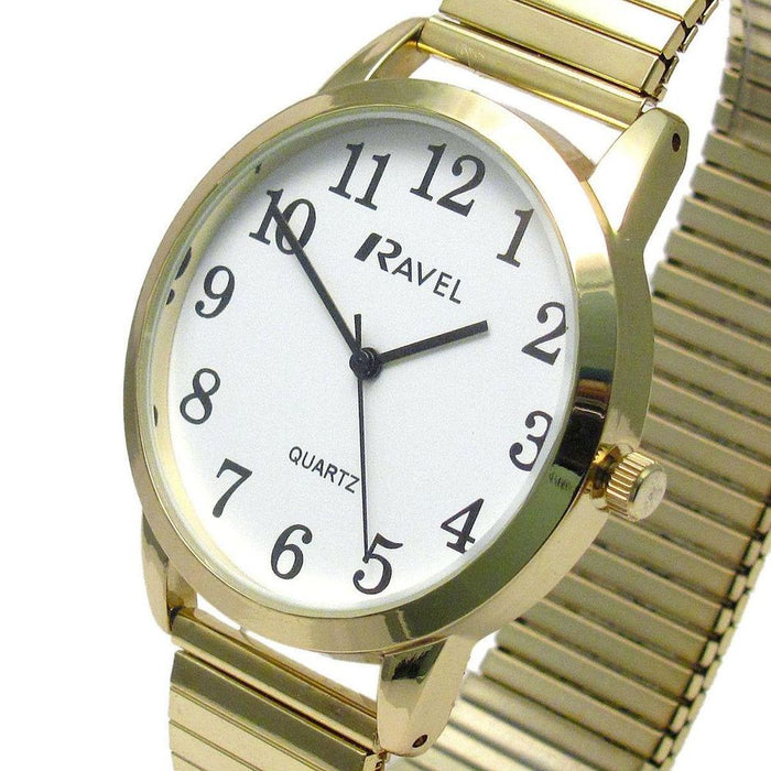 Ravel Men's Gold Bracelet Watch - Bold Number White Dial - High Quality