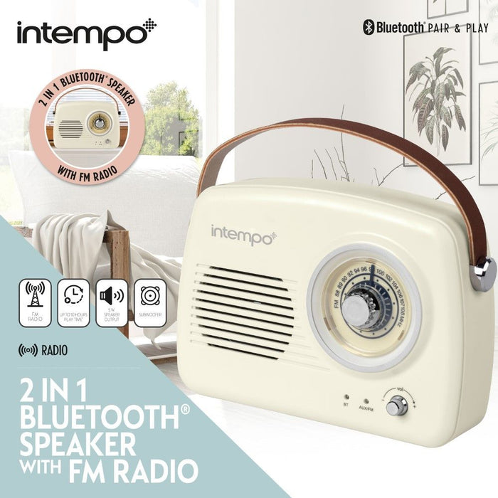 INTEMPO RD25 BLUETOOTH SPEAKER W/ RADIO CREAM/BRN