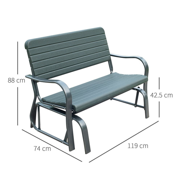 Durable Metal Outdoor Garden Rocker Bench - Green