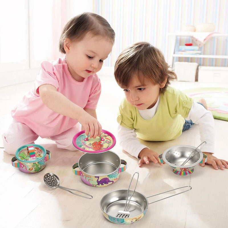DINO KITCHENWARE SET - Exciting, Colorful, Safe. Perfect for Imaginative Play. High Quality. 10 Pieces. Best for Little Chefs!