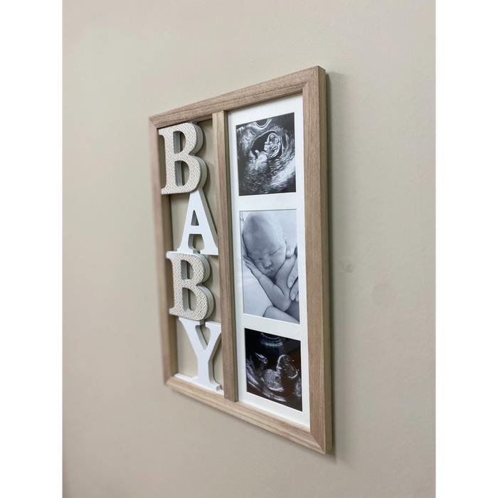 Premium Baby Three Photo Wood Frame 43cm - Best Quality Nursery Decor & Keepsake