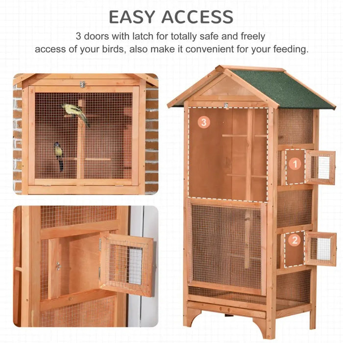 Premium Wooden Bird Aviary for Finch & Canary - Easy to Clean & Weatherproof - Orange