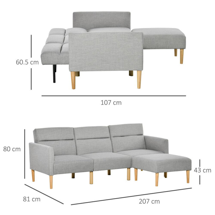 Upholstered Sofa bed Reversible Sectional Sofa Set Sleeper with Footstool