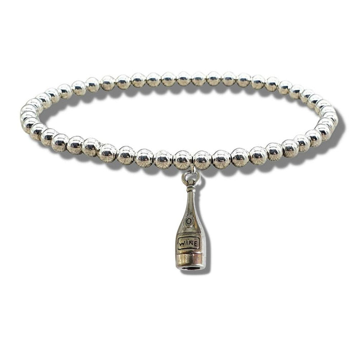 Premium Quality Wine Bottle Silver Beaded Bracelet - Elegant Gift for Women & Girls - Ideal for Birthdays & Celebrations