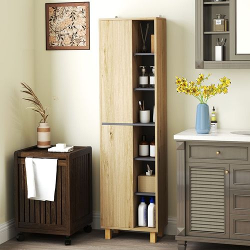 HOMCOM Bathroom Storage Unit with 6 Open Compartments and 6 Shelves