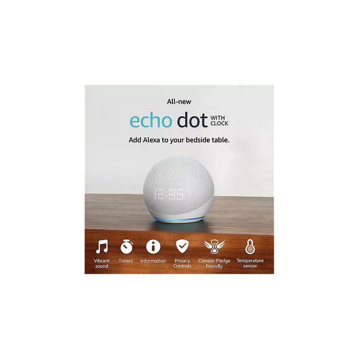 AMZ Echo Dot 5th Gen w/ Clock, Alexa Voice Control - Best Quality Sound - 2022