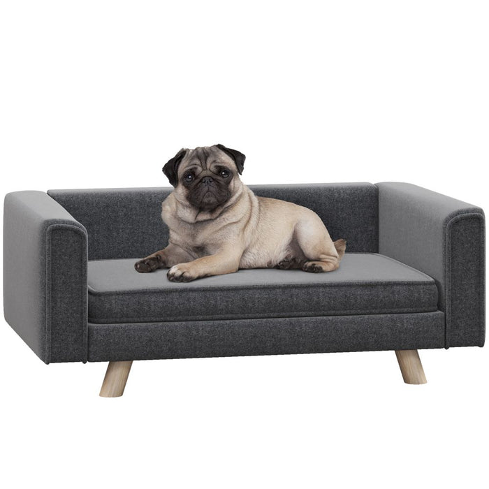 PawHut Elevated Dog Sofa Bed - Medium/Small Dogs, Grey - Comfy & Stylish