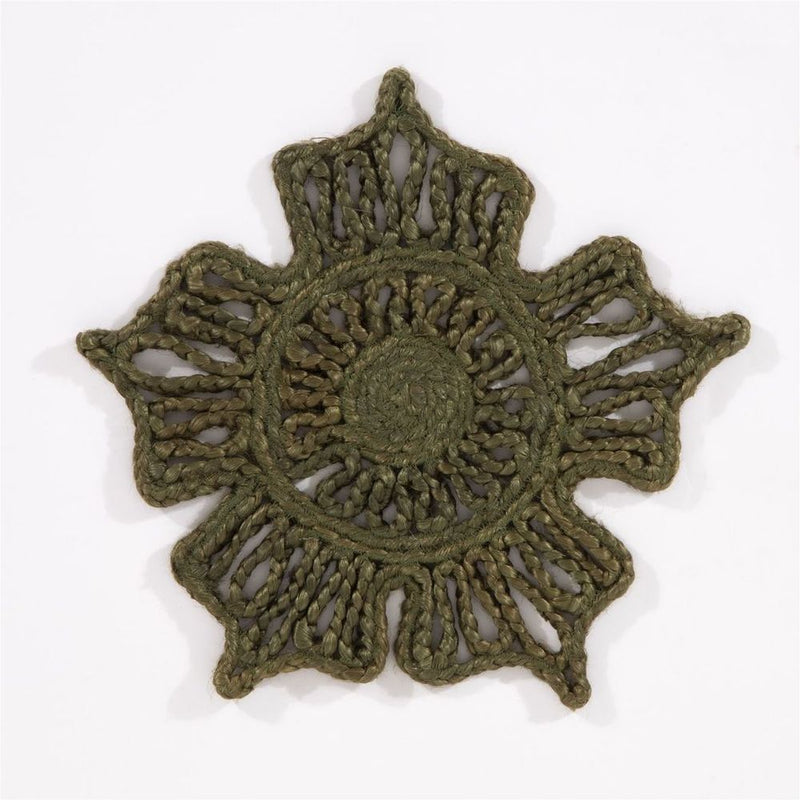 Premium Jute Star Placemats - Set of 2, Olive - 36x36cm