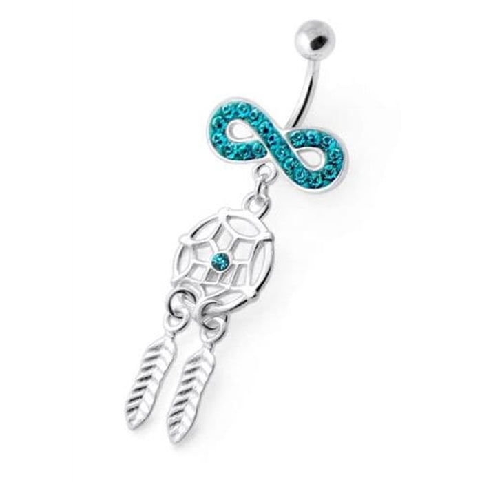 Infinity with Dream catcher Dangling Belly bar