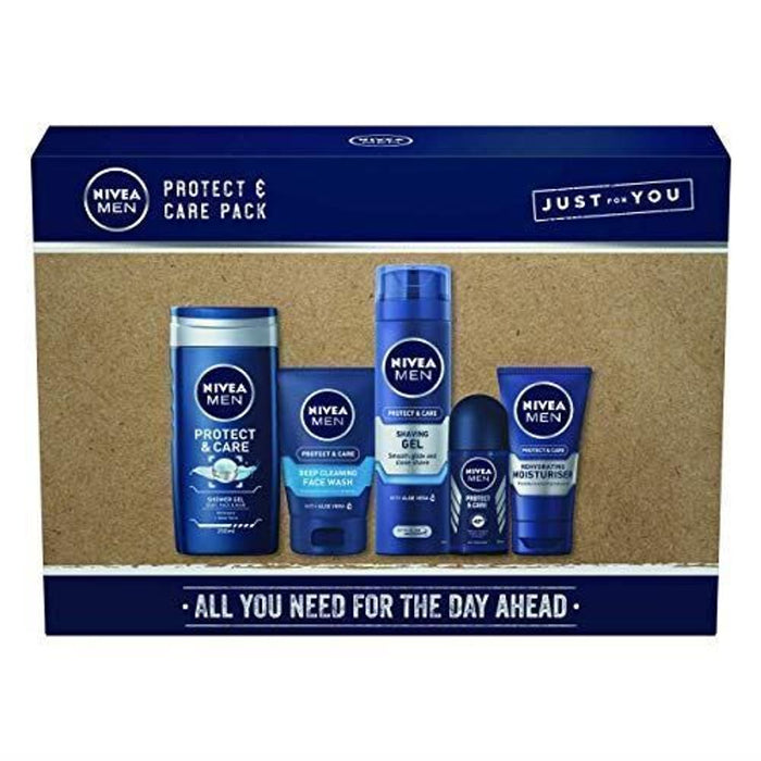 NIVEA MEN Protect & Care, Men's Gift Set, 5-Piece Full-Size Skincare Products