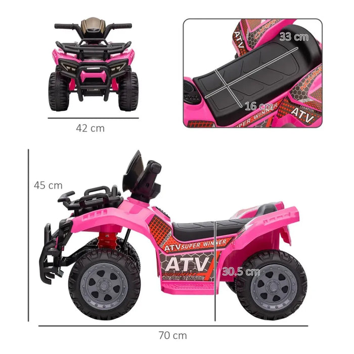 Kids Ride-on Four Wheeler ATV Car with Music for 18-36 months Pink