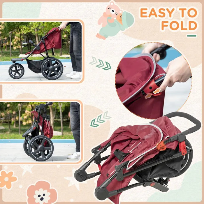 Lightwieght Pushchair w/ Reclining Backrest From Birth to 3 Years - Red