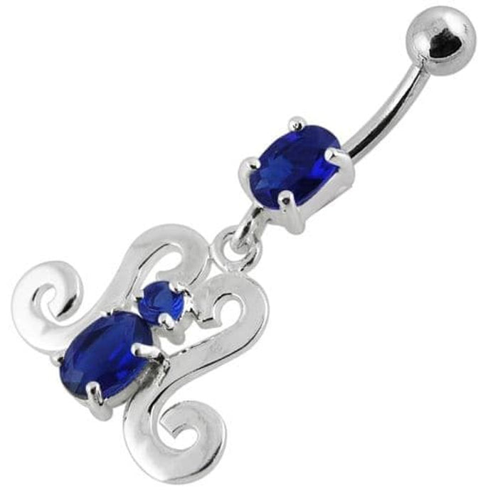 Fancy Dangling Belly Ring With SS Curved Bar