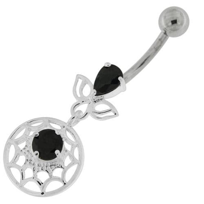 Jeweled Spider Web Dangling Navel Belly Ring