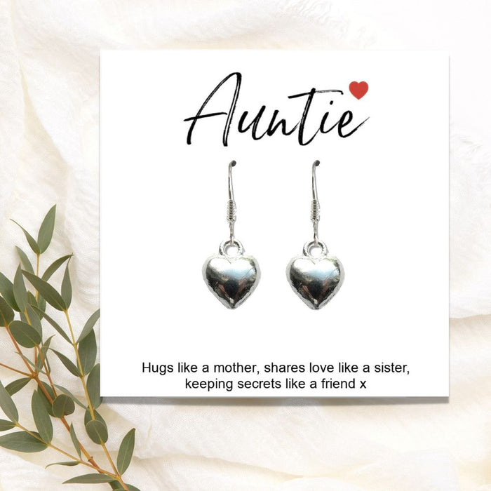 Auntie Heart Earrings + Sentimental Message Card