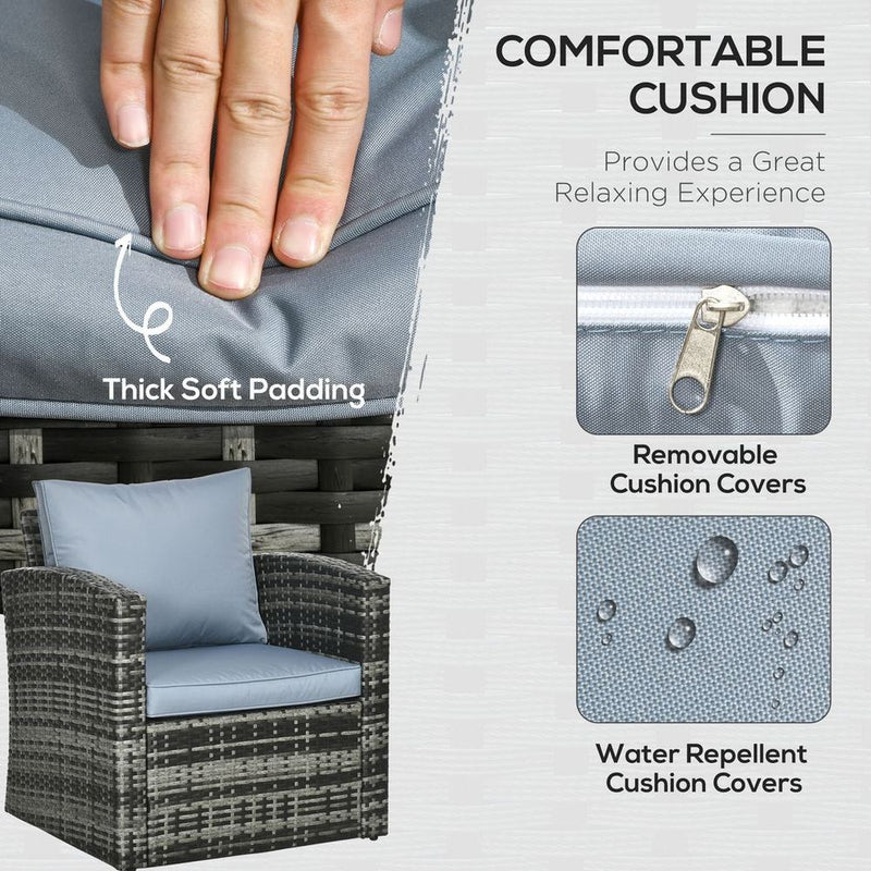 Outsunny 6 PCS Patio Rattan Sofa Set - Grey, with Storage - High Quality Outdoor Furniture