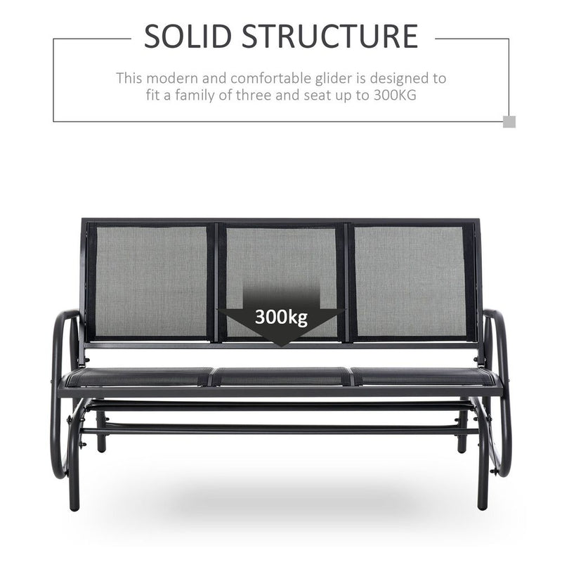Outsunny 3-Seat Glider Rocking Chair - Metal Frame Patio Furniture