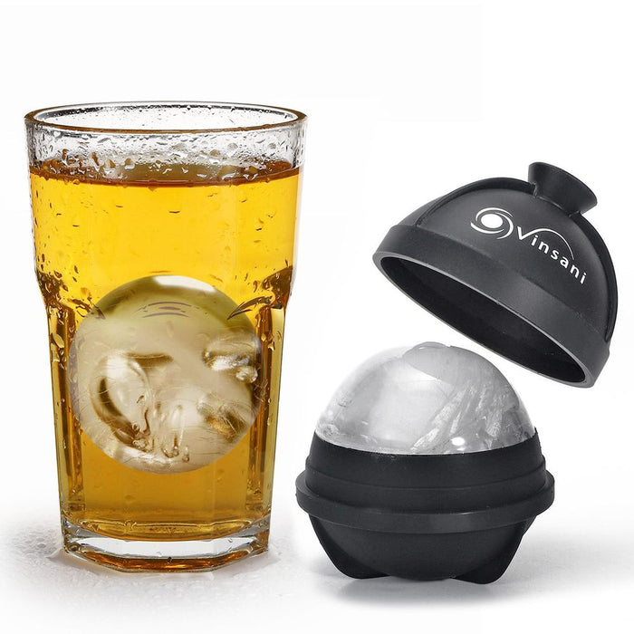 VINSANI 2 PACK ICE BALL MOULD - Perfect Spheres, Leakproof Lids, Food-Grade Silicone, Non-Stick, Slower Melting