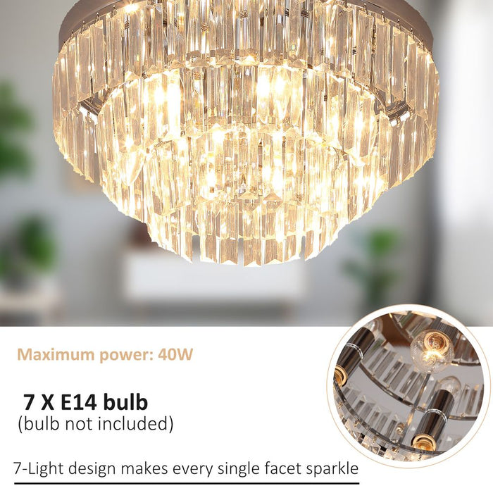 Premium Crystal Ceiling Lamp - 7 Lights, Elegant Chandelier - High-Quality Fixture for All Decor - Professional Seller