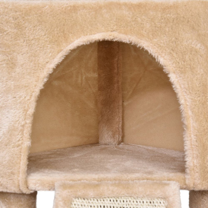 Premium Quality 3-Level Cat Tree with Scratching Posts, Perch, Condo, and Ladder - Beige Pawhut