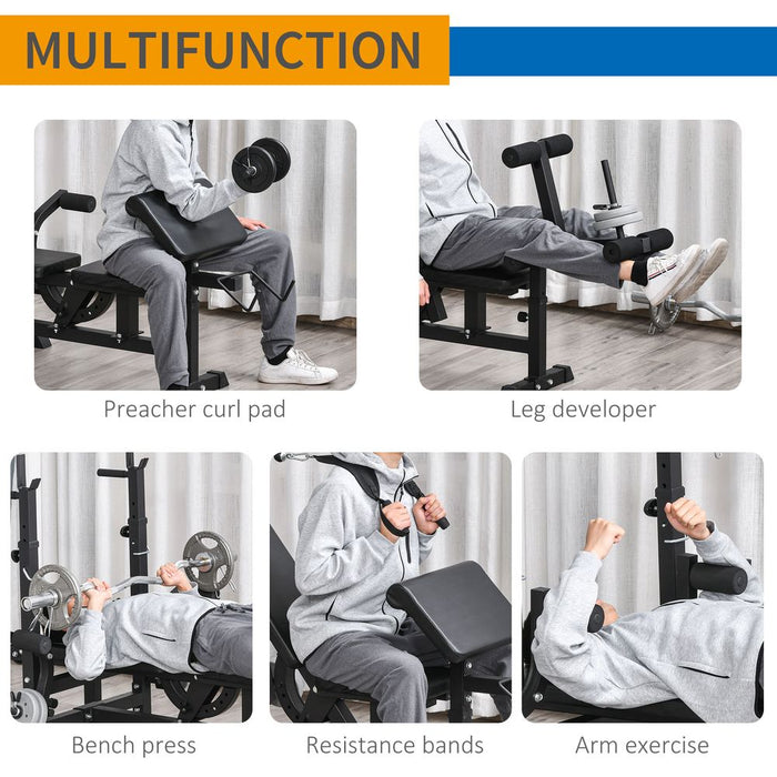 HOMCOM Multi-Exercise Weight Bench: Full-Body + Bench Press + Leg Extension