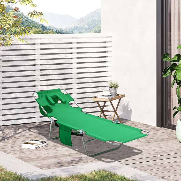 Premium Reclining Lounge Chair with Face Cavity & Pillow - Best Quality Green Garden Chair for Ultimate Relaxation!