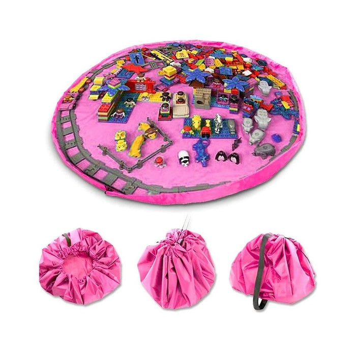 Doodle Pink Nylon Toy Storage Bag & Play Mat - Organize & Play in Style!