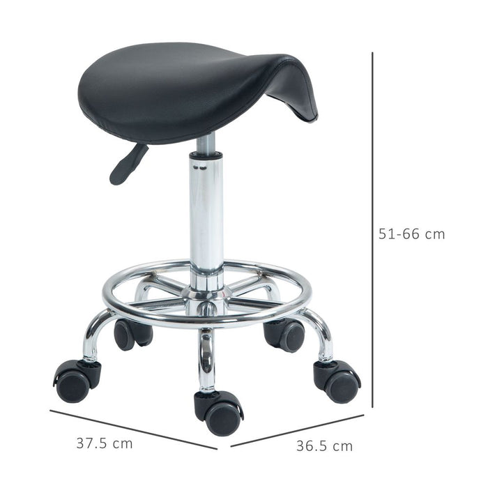 Saddle Chair - Ergonomic Design, Rolling Salon Stool for Massage Spa Clinic Beauty, Black