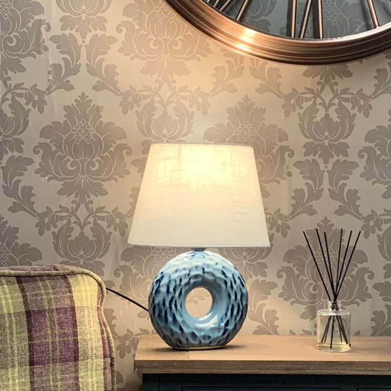 Premium 40CM Blue Ceramic Lamp & Shade - Stunning Design, Superior Quality