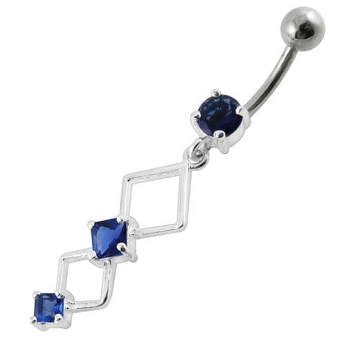 Fancy Jeweled Dangling Curved Bar Navel Ring Body jewelry