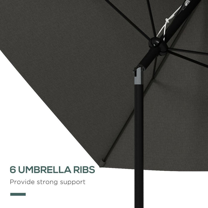 Premium Dark Grey Rectangular Garden Parasol - Crank Operated - High-Quality Outdoor Umbrella