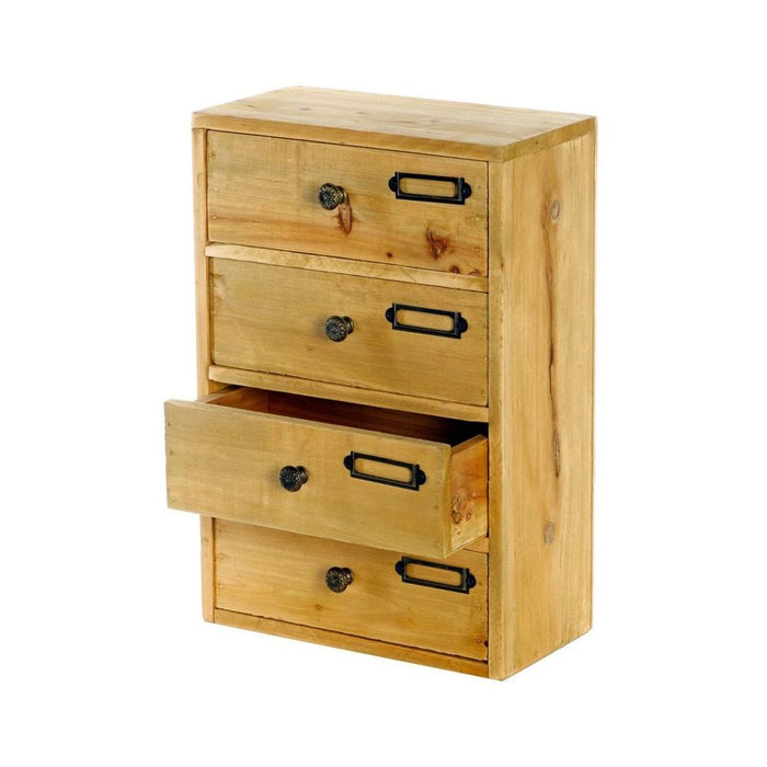 Premium 4 Drawer Wooden Storage - 23x13x34cm