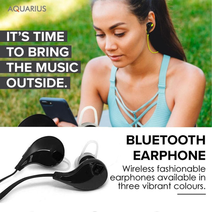 Aquarius Wireless 200mAh Bluetooth Earphones- Black: High-Fidelity Stereo Sound, Comfortable Fit, Long Battery Life