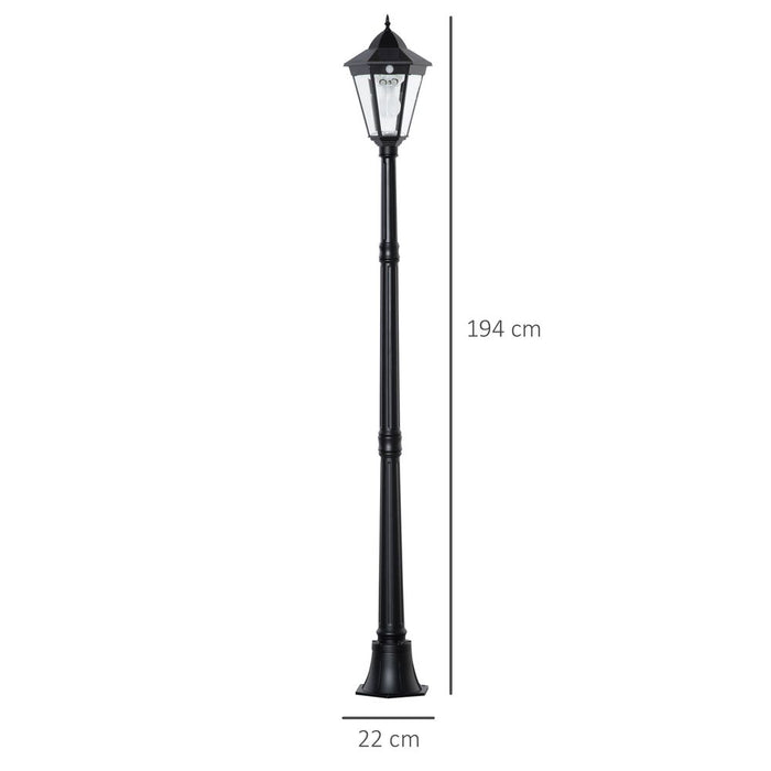 1.9M Garden Lamp Post Light, IP44 Outdoor LED Solar Powered Black