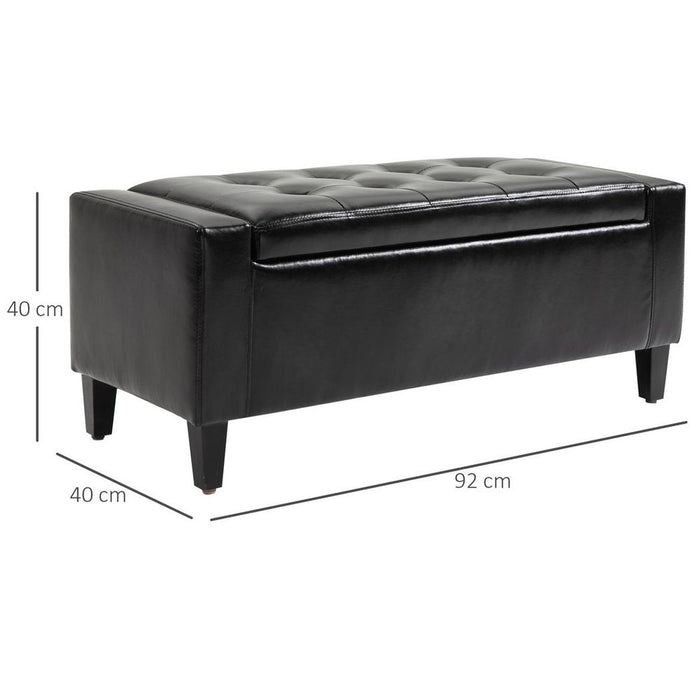 Deluxe PU Leather Storage Ottoman - Large Space, Stylish Design, Comfortable