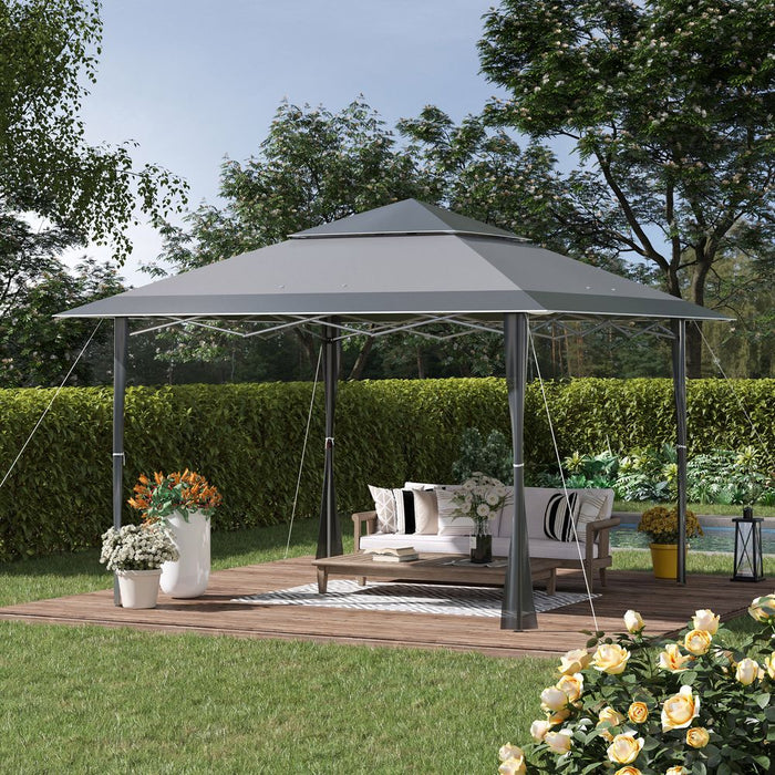 Premium Dark Grey Pop-Up Gazebo: Double Roof, Steel Frame, Roller Bag - Ideal for Outdoor Parties!