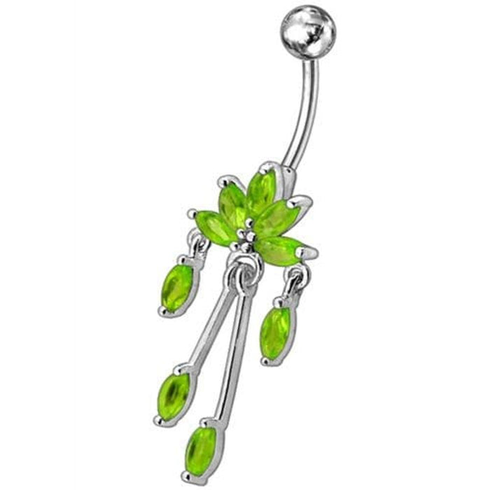 Fancy  Chandeliers Dangling Steel Banana Bar Belly Ring